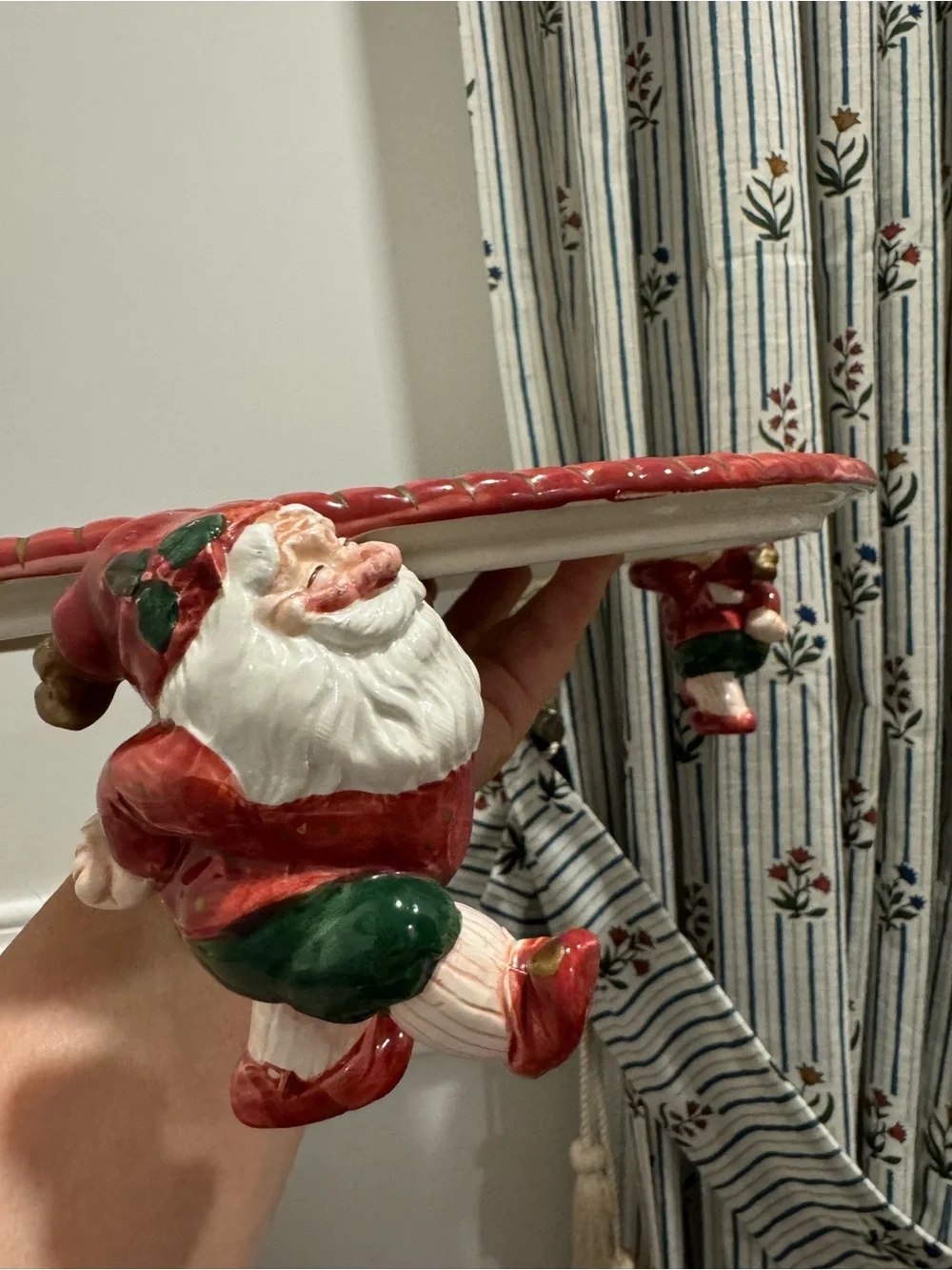 Rare / Fitz & Floyd Old World Christmas Elves 12-Inch Pedestal Cake Stand
